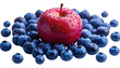 © seprei - A vibrant red apple sits centrally surrounded by a generous scattering of fresh, glistening blueberries, creating a delightful and healthy fruit composition