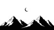 © Yanto - Minimalist black and white mountain range silhouette with crescent moon