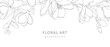 © Feodora_21 - Floral background with a magnolia blossom frame in a line art style. Hand drawn flower border. Vector illustration for card, banner, print, cover, wedding invitation, packaging