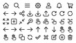 © Gab - Mobile app navigation gestures icons set. Vector line art symbols. UI UX interface elements. Touch screen interaction. Finger swipe tap. Smartphone controls. Linear web signs pack.