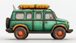 © Tawee - Pixelated Green Sport Utility Vehicle with Luggage Carrier on White Background