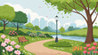 © Hala - Serene city park with lush greenery and vibrant flowers