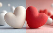 © Oleg Sevostyanov - Red and white hearts together in the concept of love. illustration depicting textured red and white hearts placed side by side, symbolizing love and togetherness. Perfect for romantic themes, Valentin
