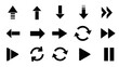 © MASKURI - Essential Media Player Controls and Navigation Arrows Icon Set on Isolated White Background