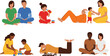© EdGe Creative - Family leisure activities with parents and children playing relaxing together vector illustration set