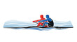 © Vextria - Two rowers in sync on water with oars