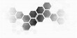 © Mansur - Hexagon halftone gradient texture. Abstract black grunge background. Geometric retro halftone tech overlay. Fading wavy hexagonal pattern backdrop. Vector vanishing honeycomb grunge bitmap wallpaper