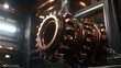© StarzDream - Polished bronze gears interlocking smoothly signifying mechanical power and industry