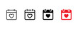 © Chelpanoff - Valentine calendar icon with heart in outline, solid and color styles. Romantic vector symbol for Valentine’s Day, love date, anniversary, wedding and relationship reminders.
