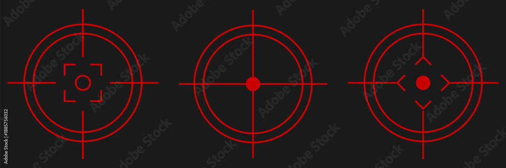 Collection of futuristic red targeting reticles. Vector crosshair ...