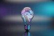 © novapk - Glowing Light Bulb in Futuristic Style with Neon Lighting on Dark Background for Creative