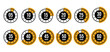 © AnupKumar - A set of time interval icons, ranging from 5 to 60 minutes, with yellow accents showing a segmented timer on a black-and-white circular background. Each timer represents a different time durations