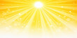 © Hena2 - Abstract vector background featuring a bright orange and yellow sunburst design with sunny rays of light and a glowing starburst explosion to create a summer sunrise sky wallpaper illustration