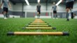 © Alex Pios - Soccer players training agility speed drills indoor fitness exercise workout sports academy