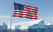 © Galeno - detailed conceptual illustration depicting american flag fluttering wind amidst colossal iceberg floating icy waters