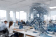 © lashkhidzetim - A computer screen shows a man's face with a blue background