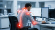 © Aksaka - Office Worker Experiencing Back, Neck, and Joint Pain While Using a Computer at a Desk, Showing the Impact of Long Hours