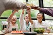 © Rawpixel.com - Group of diverse people toasting with wine glasses at a table. Smiling, celebrating, and enjoying a meal together in a bright, cheerful setting. Happy retired people celebrating with wine.