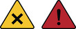© S O H A G - Warning triangle icon set with cross and exclamation symbols for danger alert safety signage and user interface design