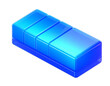 © AT - Isometric, glossy, rectangular, blue block with four segmented parts