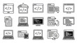© yollandanj - Programming icons set computer screens laptops software code symbols