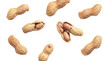 © Ly - collection of various peanuts in shells, some cracked open, against a stark transparent background, showcasing natural textures and raw ingredients for healthy snacking and culinary uses.