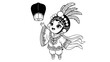 © Kopinan - Cartoon Chinese Opera Performer with Sky Lantern Illustration for Cultural Themes