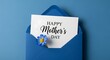 © Dwip - Happy mother's day greeting card with blue envelope and flower
