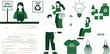 © MDShakhawat - Eco friendly zero waste shop collection with people shopping using reusable bags and sustainable packaging isolated on grey background