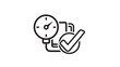 © MdAbu - a black and white icon of a pressure gauge with a checkmark high quality professional detailed