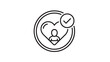 © MdAbu - a black line drawing of a person inside a heart with a checkmark high quality professional