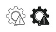 © rsvect02 - Black and white icons of gear warning signs for maintenance or caution