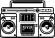 © Rian - Vintage Boombox Cassette Player with Speakers and Controls, Retro Audio Equipment