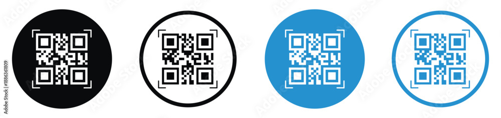 Set of QR code vector icons in different styles. Minimalist square ...