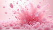 © Mystery - Delicate pink flower petals floating and exploding in soft clouds with sparkles, dreamy pastel spring background with gentle powder burst, concept of beauty, spring, celebration