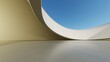 © nuchao - Abstract architecture background, White Curved Concrete Building with empty Cement floor, Scene for car presentation, Modern Exterior, 3D rendering