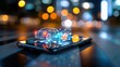 © savittree - Futuristic Concept of Smart Automotive Technology with Holographic Car Displayed on Smartphone Screen