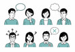 © MD SAMSUJJOHA OHAB - A set of eight cartoon people with various expressions and speech bubbles