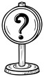 © Антонина Бабичева - Cartoon Question Mark Sign Illustration Standing on a Pedestal for Uncertainty
