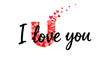 © muaz - I Love You' declaration in elegant script with the letter 'U' formed by a cascade of red and pink hearts, symbolizing deep affection and romantic sentiment