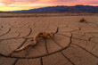 © Travel 'n' Lifestyle - View of cracked earth stretches under a vibrant sunset sky, contrasting textures of dry land and distant mountains, Stovepipe Wells, CA, United States.