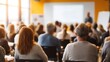 © Olga Ко - . Rear View of Teachers at Professional Development Workshop: Adult Education, Teacher Meeting, or Parent Meeting Concept.