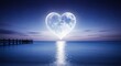 © Cahya - Romantic Heart Moon Reflecting on Tranquil Ocean Waters at Twilight Serene Seascape Love Concept good night love