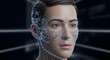 © Nasima Begum - Advanced Technology Human Face with Glowing Digital Grid and AI Data