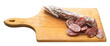 © Olexandr - sliced ​​dried sausage on a wooden kitchen board