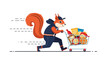 © Yulianto - Speedy Squirrel With Full Shopping Cart Illustration For Online Grocery Service