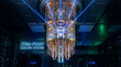 © Hypnotics 14 - Futuristic Quantum Computer Cooling System with Golden Wiring and Glowing Blue Lasers in a Data Center