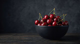 Ripe Sweet Cherries on Dark Background