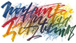 © Jastin - Colorful expressive lettering with vibrant strokes isolated on a transparent background