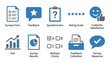 © Amit - Set of 10 survey and feedback icons featuring survey form, feedback, questionnaire, rating scale, customer satisfaction, poll, survey results, multiple choice, feedback collection, and survey
